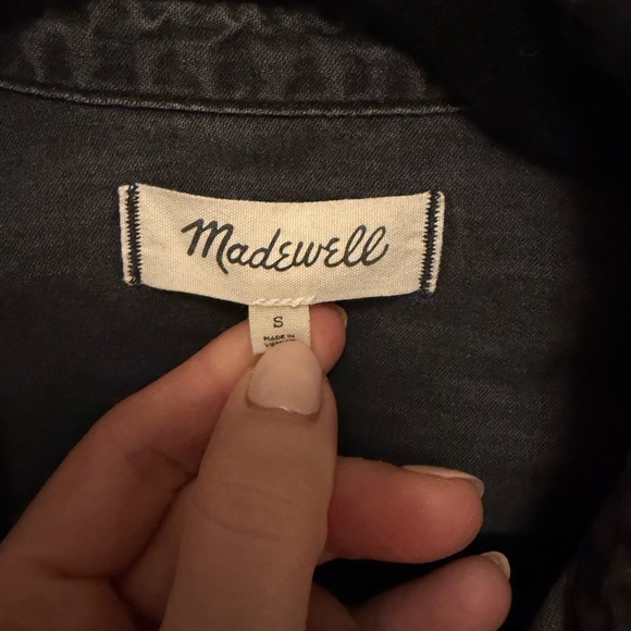 Madewell Denim Western Button-Up Shirt in Lunar Wash Size Small 100% Cotton - Picture 8 of 9